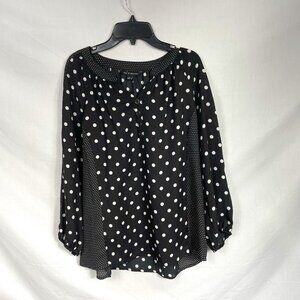 Zac & Rachel Women's Black and White Mixed Polka Dot Long-sleeve Blouse Size S